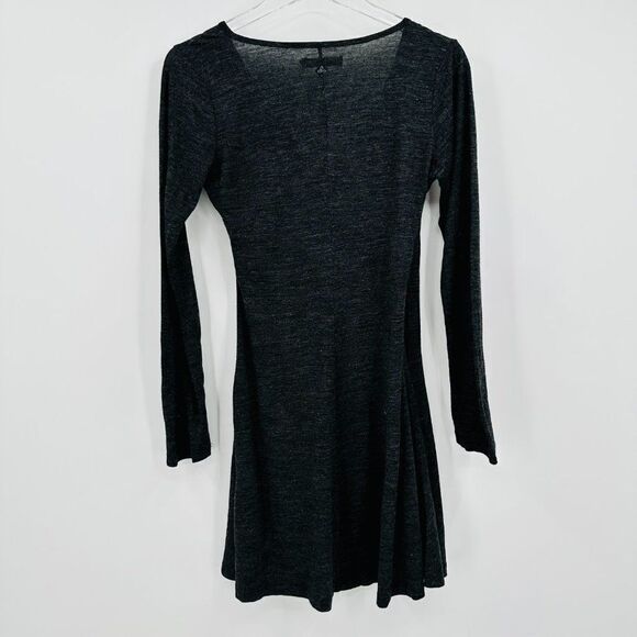Prana Size Small Charcoal Gray Long Sleeve Wool Blend Nadia Dress Faux Wrap - Picture 9 of 9